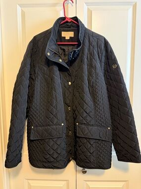 MICHAEL Michael Kors Black Quilted Jacket with Gold Hardware